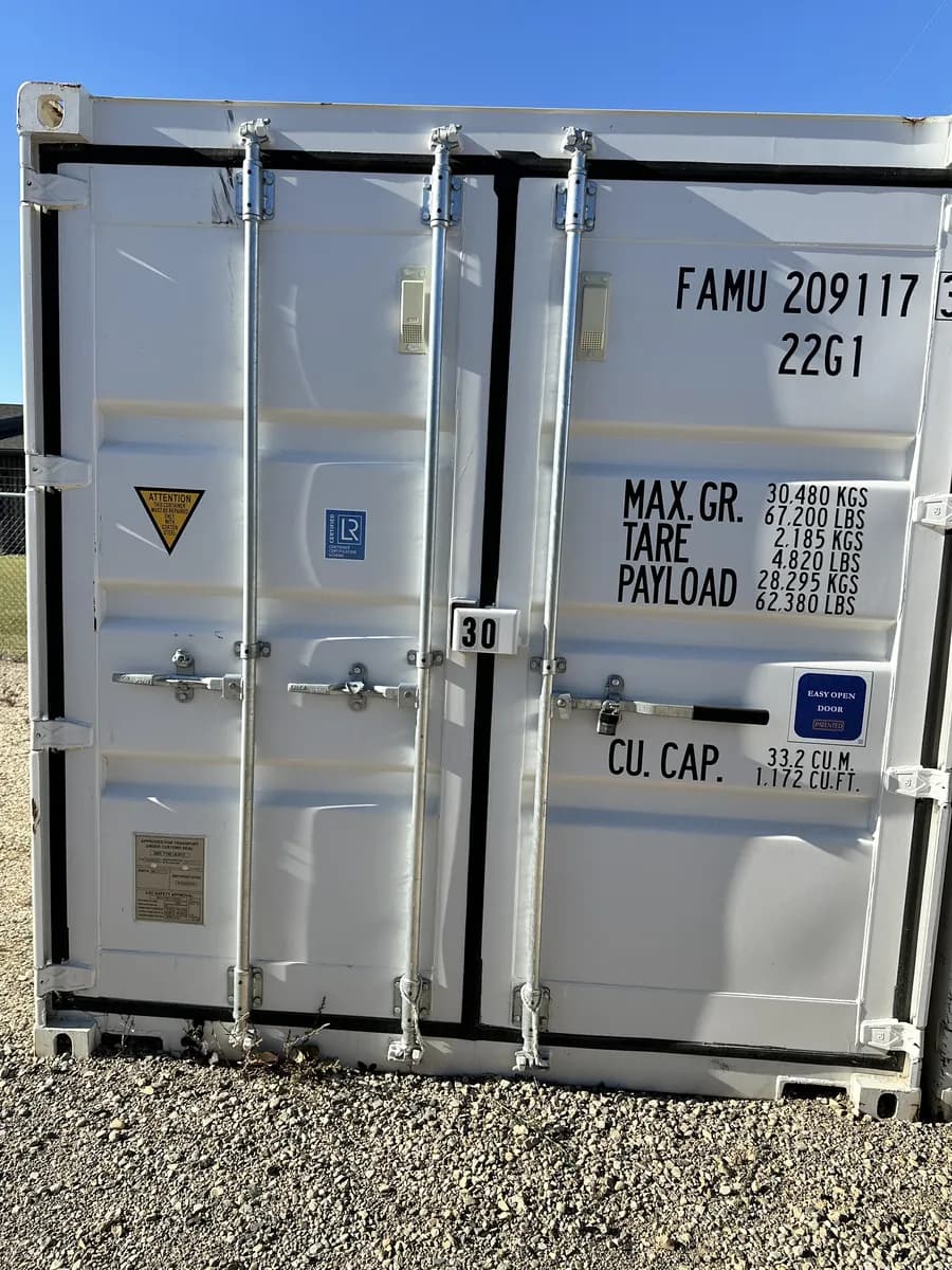 Bay 30, an 8×20 storage container with its doors closed